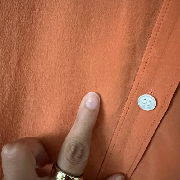 Lafayette‎ 148 NY Sz 10 100% Silk Button Up Shirt Top Burnt Orange Quiet Luxury - Picture 11 of 14